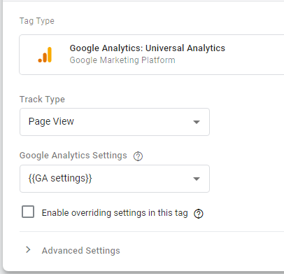 Google Analytics tag settings