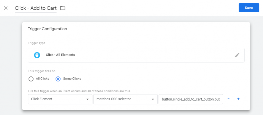 Adding CSS selector for Click Element trigger
