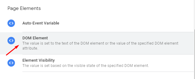 DOM Element variable selection in GTM