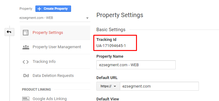 Google Analytics tracking ID