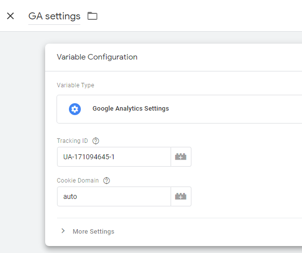 Google Analytics settings variable