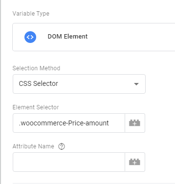 Add CSS selector for DOM Element variable