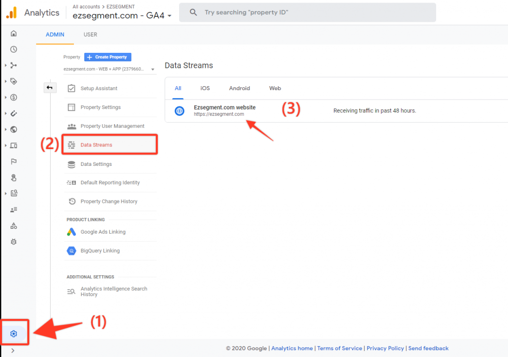 Data Stream settings in Google Analytics 4