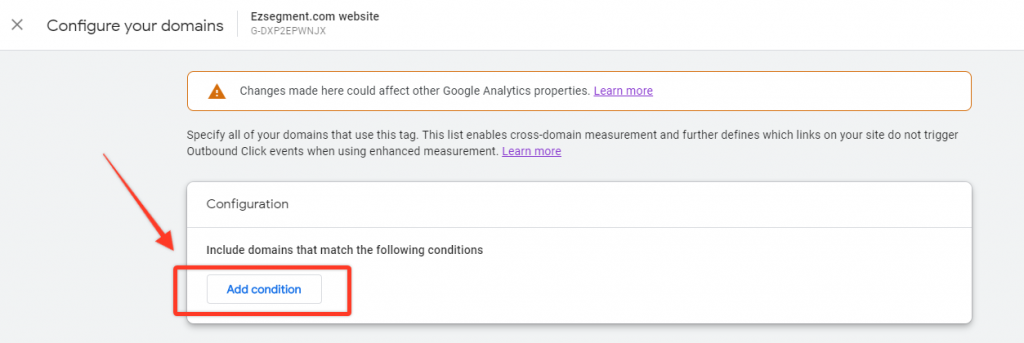 Adding domain conditions in admin panel