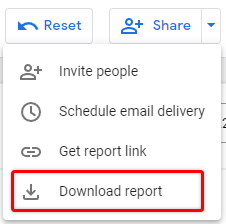 Download report button in Google Data Studio