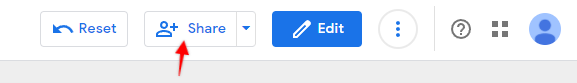 Share button in Data Studio