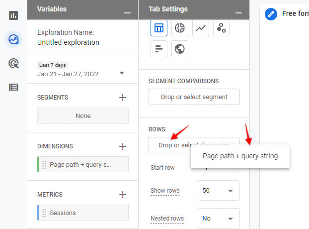 Add page path to report rows in GA4