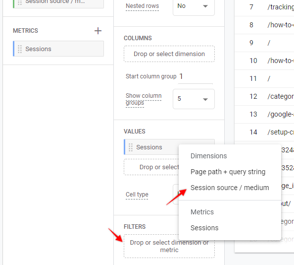 Adding a new source medium filter in a report