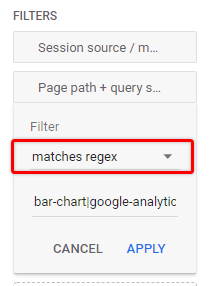 Different match types in GA4 filter setups