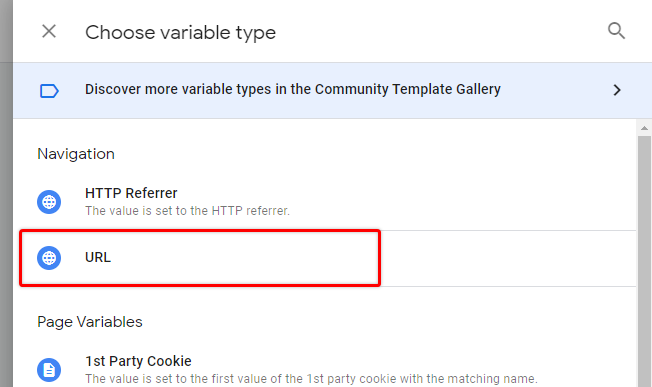 URL variable type in GTM