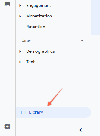 Library section in GA4