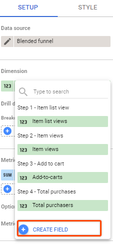 Creating custom field in data studio chart