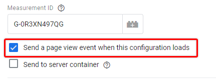 Send a pageview when this configuration loads checkbox enabled