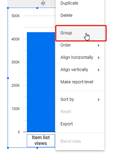 Grouping elements in data studio