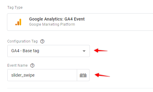 Slider swipe tracking using GA4 event tag