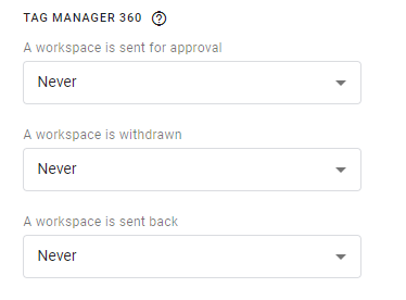 Tag manager 360 container settings