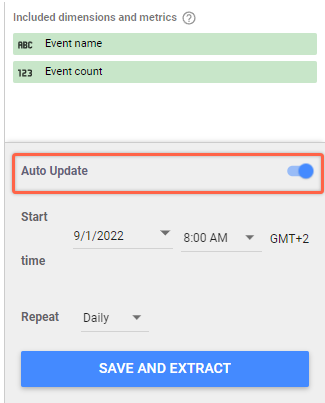 Auto update or schedule updates for data extracts