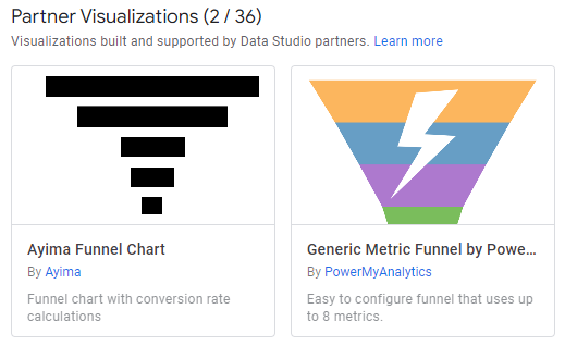 Data Studio partner visualizations for building a funnel report