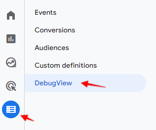 Debug view in GA4