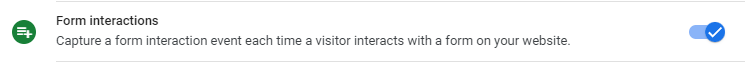 Enable form interaction tracking in GA4 reports from Enhanced Measurement section.