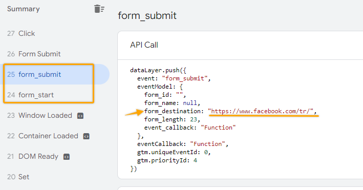 form_destination attribute for Facebook forms in GA4