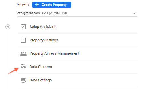 GA4 Property data streams