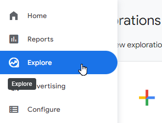 Exploration section in GA4 navigation menu