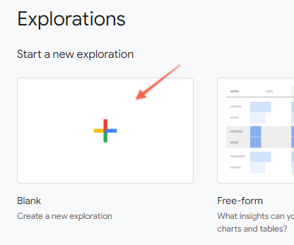 Create empty custom exploration report in Google Analytics 4