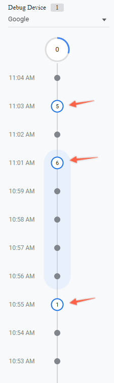 Event timeline in debug view in Google Analytics 4