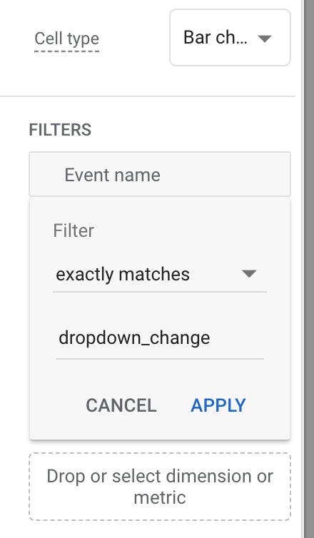 Dropdown change event filter in Google Analytics 4 exploration report
