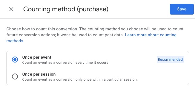 Cunting method selection menu